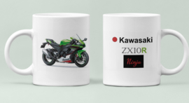 Mok  met afbeelding Kawasaki ZX10R - Ninja met tekst (zwart groen rood)