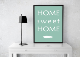 Poster "Home sweet Home" mintgroen wit A5 / A4