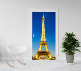 Deurposter - deursticker Eiffeltoren verlicht