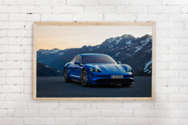 Poster Porsche Taycan blauw