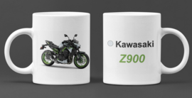 Mok  met afbeelding Kawasaki Z900 -  met tekst (zwart  met kleur)