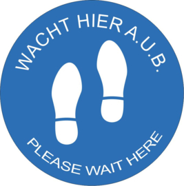 Vloersticker Corona - Wacht hier a.u.b. - diverse kleuren - 20 CM