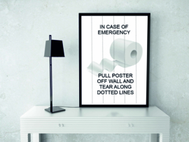 Toilet poster "Tear along dotted lines" zwart wit A5 / A4