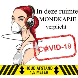 Sticker - Houd afstand- Mondkapje verplicht. Twee soorten