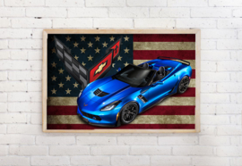 Poster Corvette blauw , exclusief