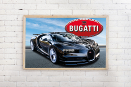 Poster Bugatti zwart met logo, exclusief