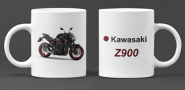 Mok  met afbeelding Kawasaki Z900 -  met tekst (zwart  met kleur)