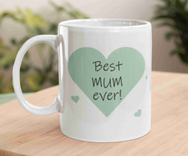 Witte mok - Best mum ever (minthart) / moederdag