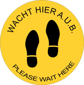 Vloersticker Corona - Wacht hier a.u.b. - diverse kleuren - 30 CM