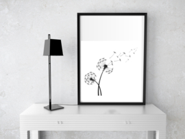 Poster zwart wit - Wallart - Paardebloem