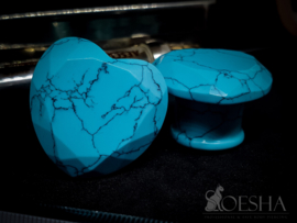 Turquoise Faceted Heart Plugs (Pair)