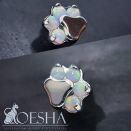 Threaded Cabochon Synthetic Opal Paw Print End