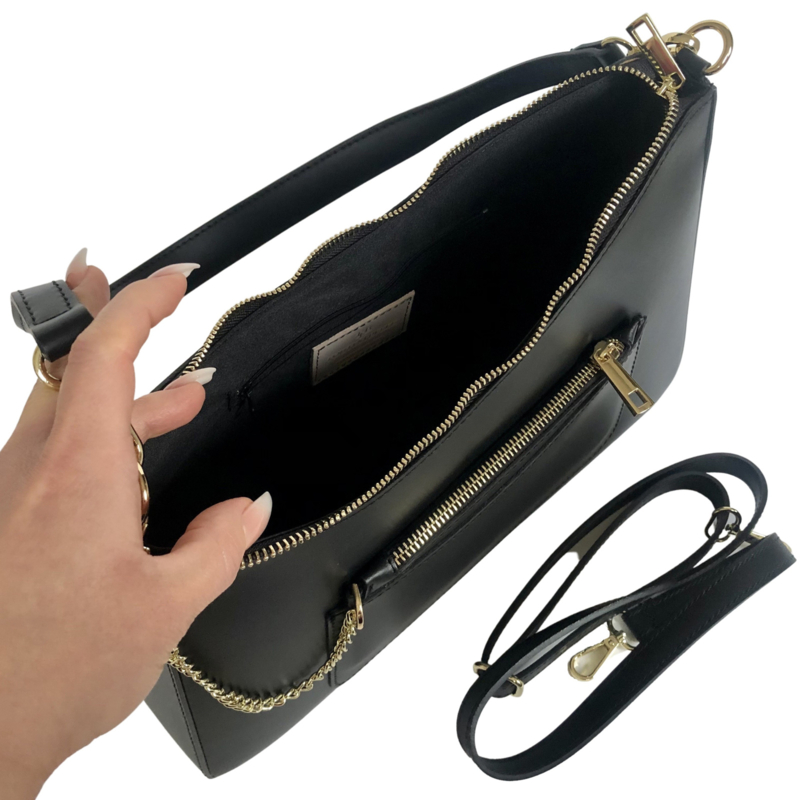 Gevlochten mat leer en suede handtas met schouderriem