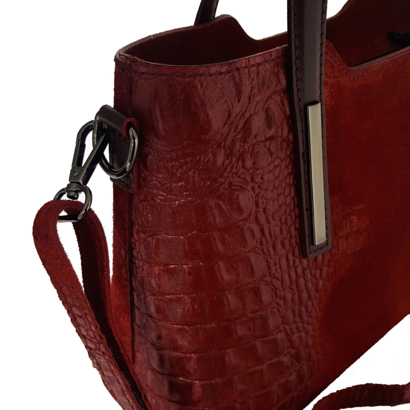 Leren handtas croco details rood TOUTESTBELLE