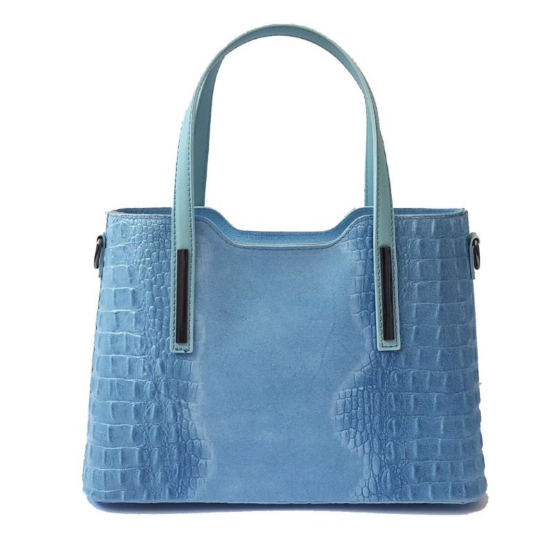 Leren handtas croco details Lichtblauw TOUTESTBELLE