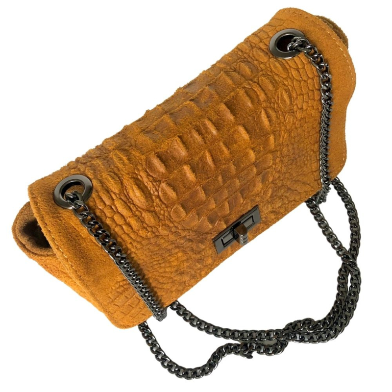 Leren schoudertasje croco cognac TOUTESTBELLE