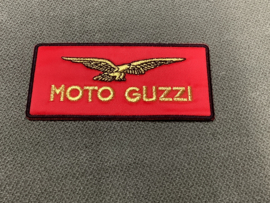 Moto Guzzi Patch, rechthoekig, rood, 11,2 x 5,3 cm