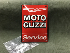 Moto Guzzi Blikken bord 'Service' 10x14cm rood, emaille