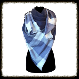 Warm geblokte sjaal Blauw