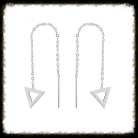 RVS Oorbellen Chain Triangle Open