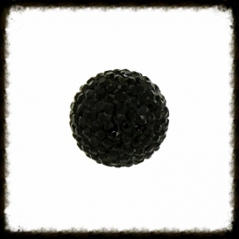 Strass klankbol zwart - 16mm