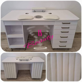 LS Beauty Nageltafel Met Afzuiging - Bekleding Wit Vertikaal - Basic Model