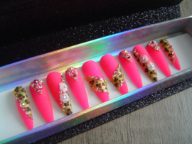 Press On Collection Hot Pink with Animal Print (MAT)