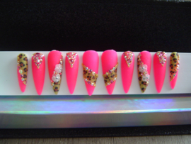 Press On Collection Hot Pink with Animal Print (MAT)