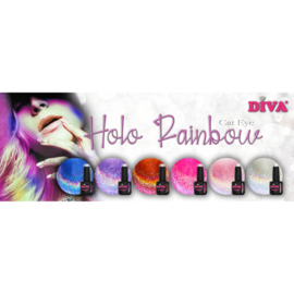 Diva Gellak Cat Eye Holo Rainbow Collection  7,5ml - 6 Delig