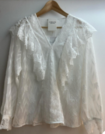 Witte Blouse Met Kanten Roezels