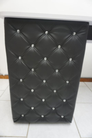 L.S. Basic Luxury Manicure Tafel Met Afzuiging - Chesterfield Gecapitonneerd  Wit/zwart Met Strass Steentjes