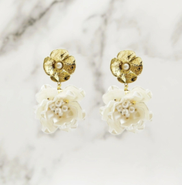 Hangende Oorbellen Met Hangende Parel Bloemen