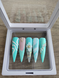 Turquoise Pearl Press On Set