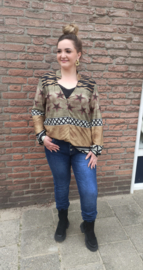 Beige blouse met print