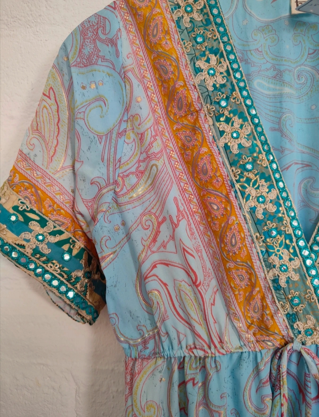 Lange Blauwe Bohemian Jurk van zijde
