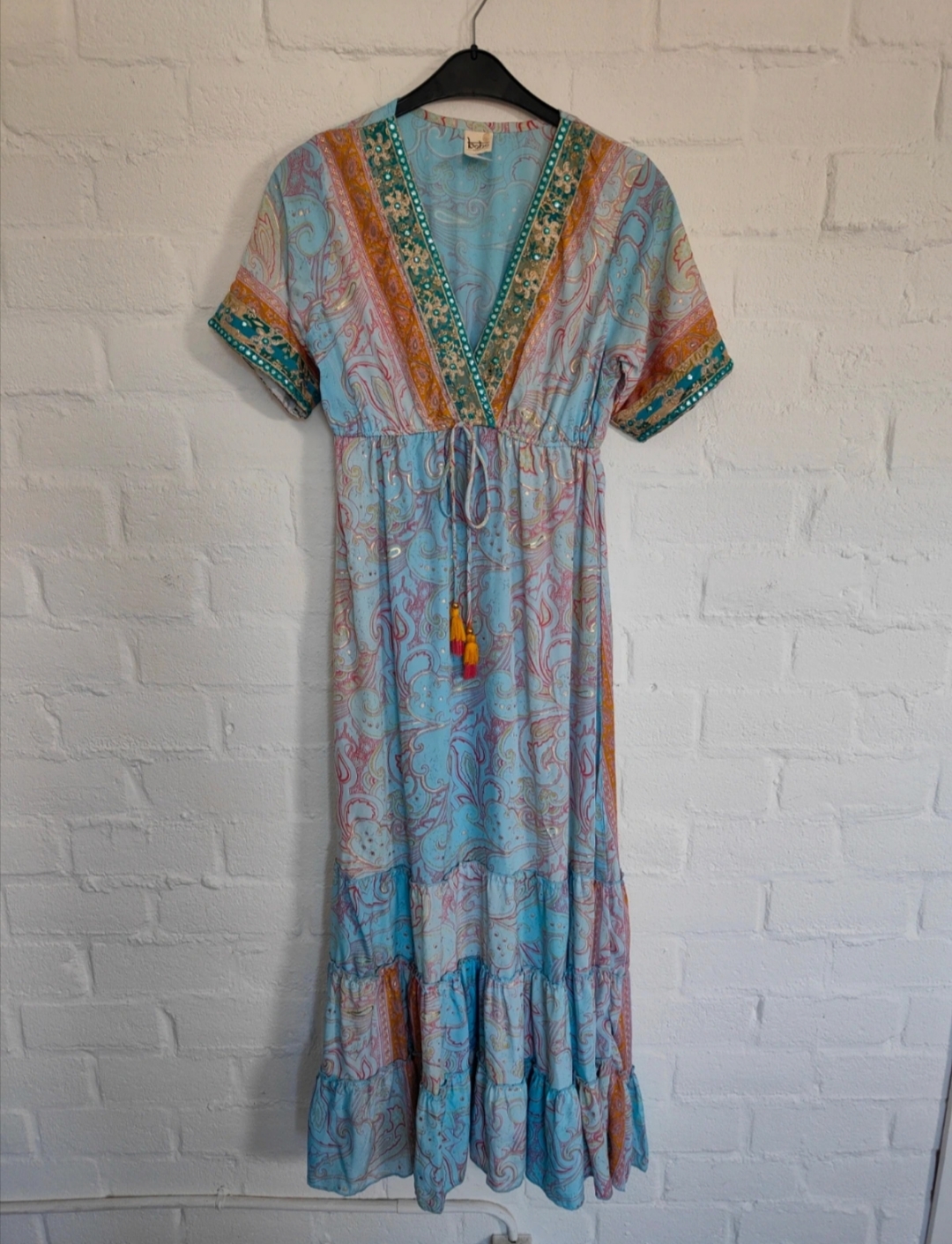 Lange Blauwe Bohemian Jurk van zijde