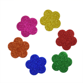 Rubberfoam Stickers Glitter Bloemen