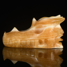 Draken skull oranje calciet +/- 7,5 cm