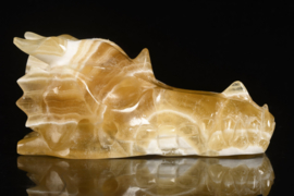 Dragon skull yellow calcite 12 cm