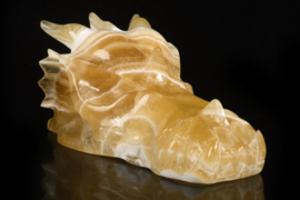 Draken skull oranje calciet 12 cm