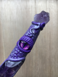 Draken wand with amegrene, amethyst, Lemurian Laser with Lithium and dragon eye