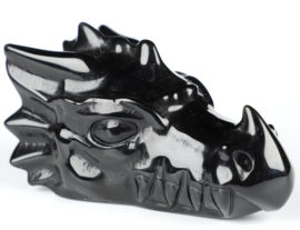 Draken skull zwarte obsidiaan 8,8 cm.