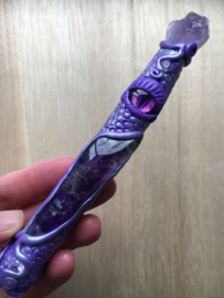 Draken wand with amegrene, amethyst, Lemurian Laser with Lithium and dragon eye