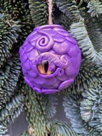 Drakenoog kerstbal paars met goud =/- 6,5 cm