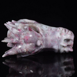 Draken skull roze toermalijn 12+ cm