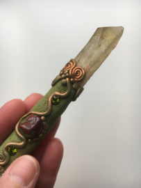 Dragon Wand with Citrine Lemurian and Bastite Dragon Stone