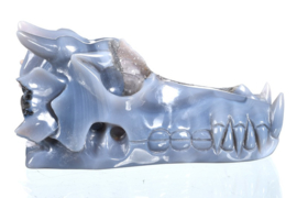 Draken skull lace agaat geode met druzy en kristalpunten