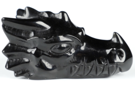Draken skull zwarte obsidiaan 8,8 cm.