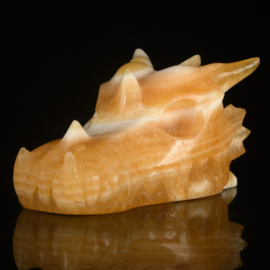 Draken skull oranje calciet +/- 7,5 cm