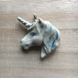 Unicorn pendant off white and blue